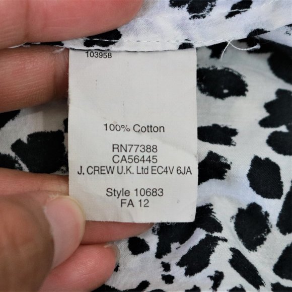 J. Crew Black White Snowcat Boy Shirt Button Up Long Sleeve Women’s Size 0 - Picture 16 of 16